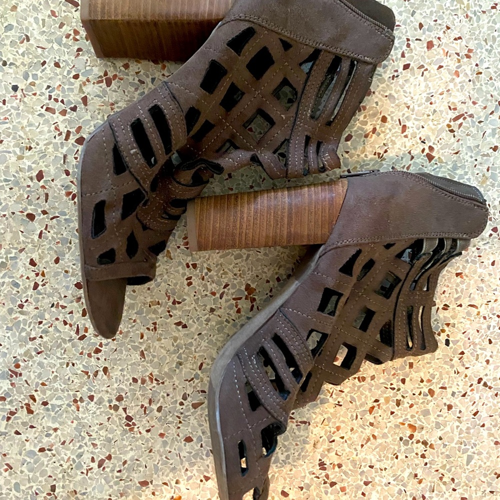 Brown back zip heels size 8.5